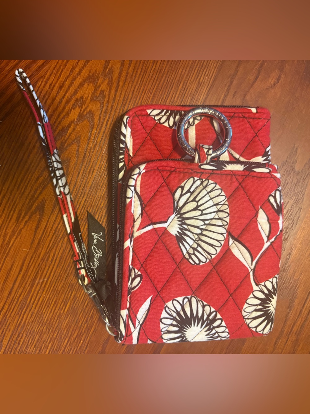 Vera Bradley Red Floral Quilted Wristlet Clutch